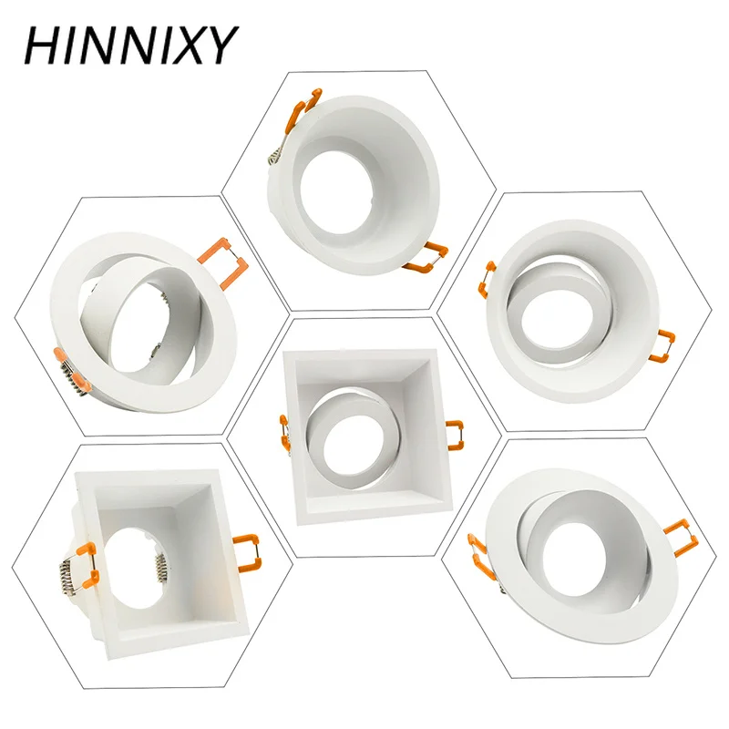 Hinnixy светодиодный, высокое качество, белые утопленные потолочные светильники MR16 GU5.3 GU10 E27 розетки, точечная лампа, монтажная рамка, Сменные лампы