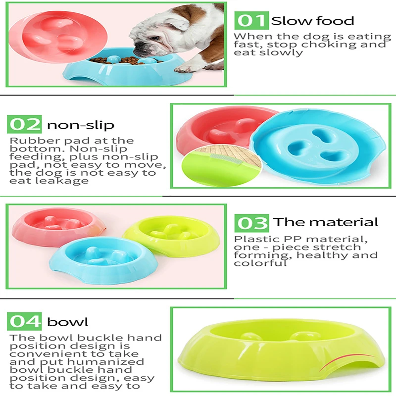 Полезные миска для кормления собаки чаши кошки Пластик медленное Еда