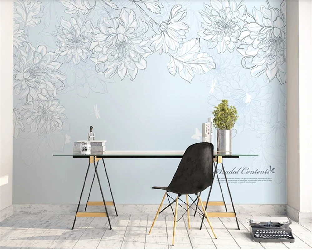 Настенная роспись beibehang скандинавские абстрактные цветы цветок ротанговый диван