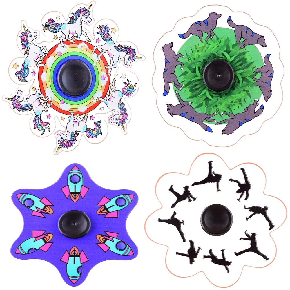 Spinner giratorio de dibujos animados con efectos especiales para correr, juguete para aliviar el estr&eacute;s con la yema del dedo-0