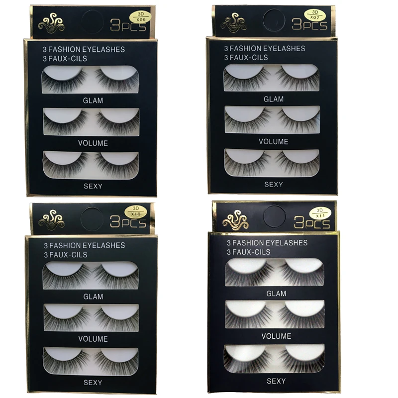 New 3/2 pairs natural long false eyelashes fake lashes makeup 3d mink extension eyelash for beauty 3D-X08 | Красота и здоровье
