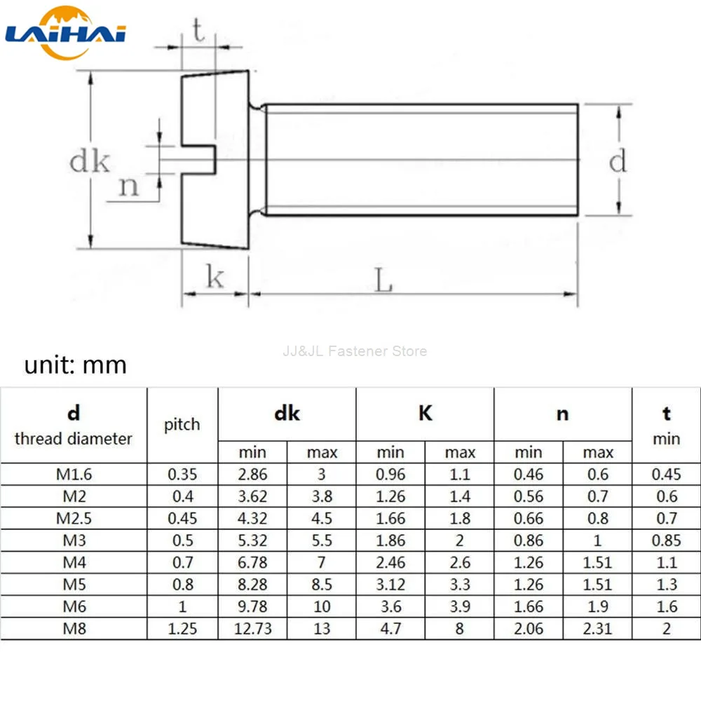 10/50pcs M1.6 M2 M2.5 M3 M4 M5 M6 304 A2-70 stainless steel GB65 Slotted Cap Head Slot Column Round Cheese Screw Bolt - купить по