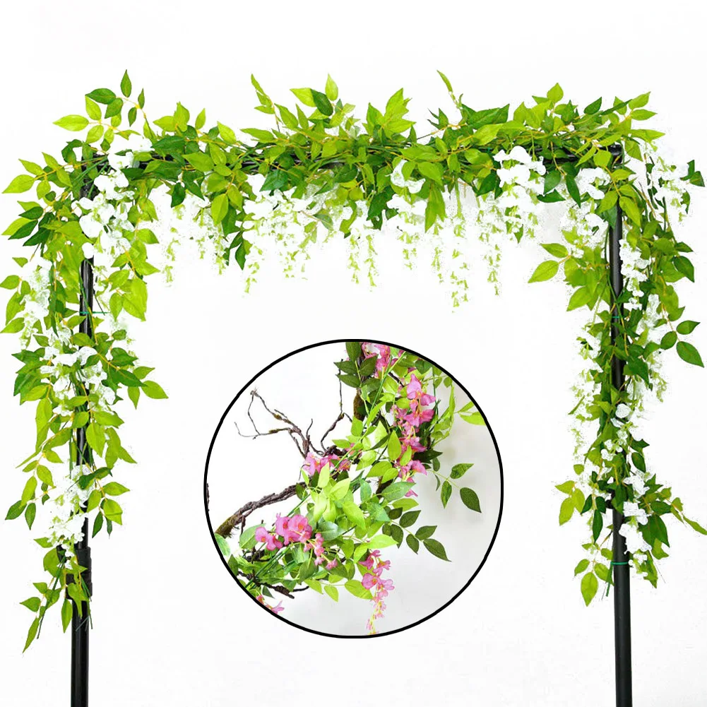 7FT 2m Flower String Artificial Wisteria Vine Garland Plants Foliage Outdoor Home Trailing Fake Hanging Wall Decor | Дом и сад