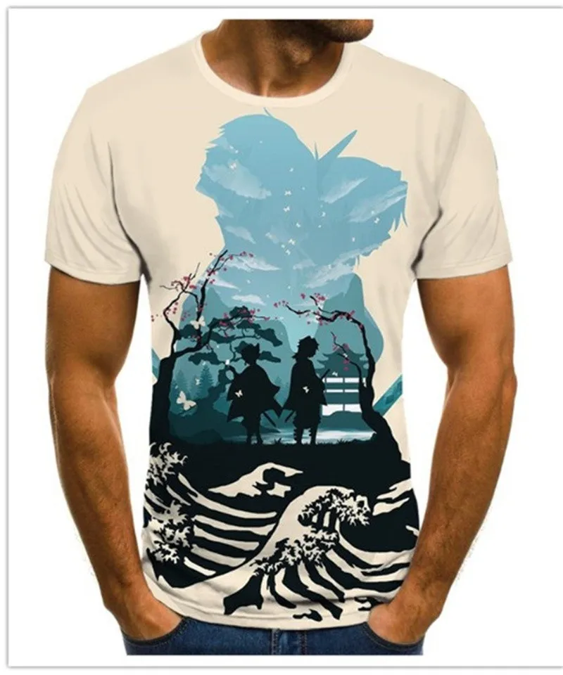 

Fun kimetsu no yaiba theme boy costume anime Harajuku men's T-shirt summer fashion tops 3D T shirt men's plus size streetwear