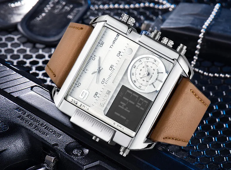 Лидирующий бренд Мужские часы Модные кварцевые мужские s светодиодный цифровой