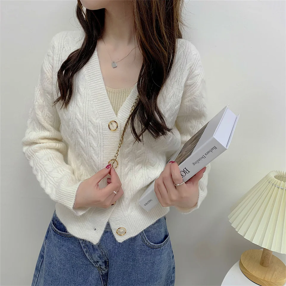 

Autumn Spring Fashion Women Loose Knitting Cardigan Sweater Casual Long Sleeve All-match Knitted Female Cardigan Mujer Femme
