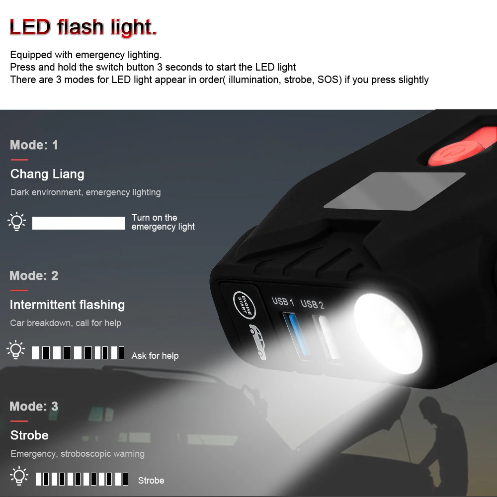 camason car jump starter power bank 1600a starting device battery car auto emergency booster charger jump start up for car free global shipping