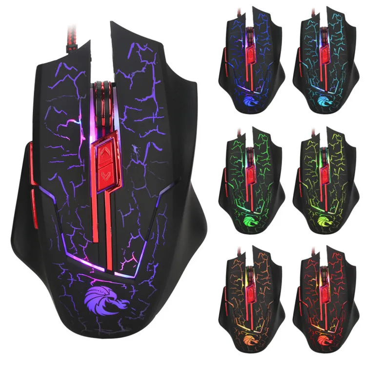 Импортные товары стиль hxsj 6D сияющая игровая периферийная мышь подходящая импортная мышь настраиваемый логотип