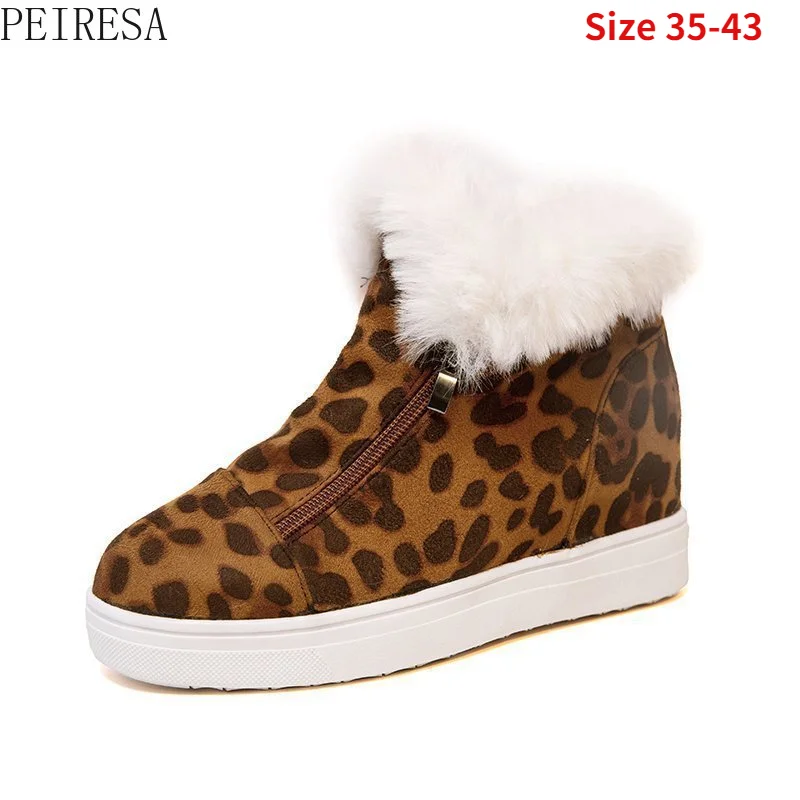 

Large Size Snow Boots Women's Winter New Round-toe Thick-soled Inner Height and Fluff Mouth Warm Short Boots 35-43 Size