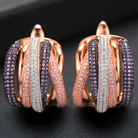 larrauri luxury colorful twist lines cubic zirconia earrings charms elegant women statement hoop earrings fashion jewelry making