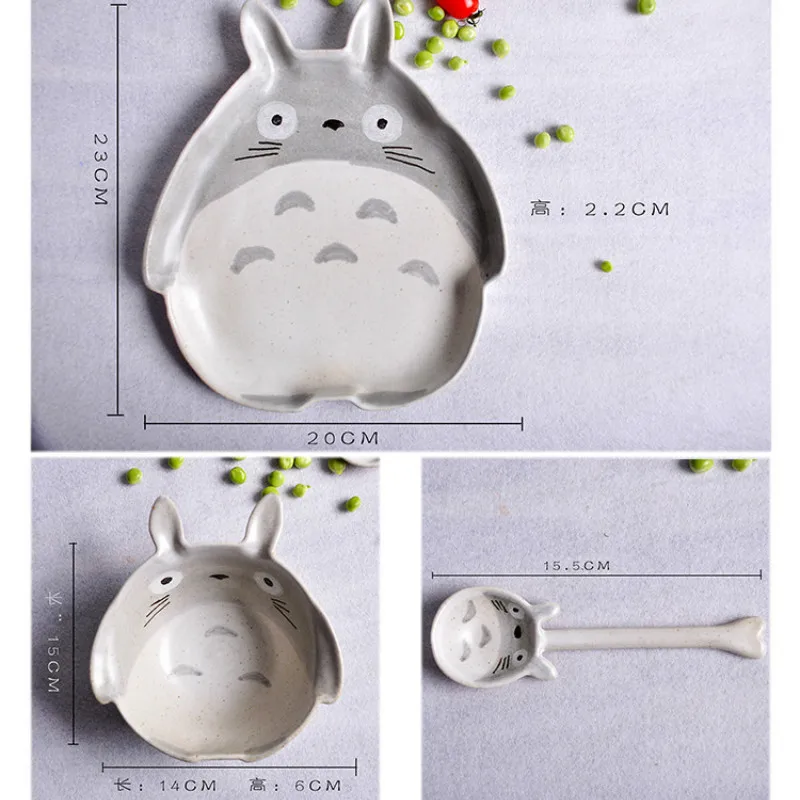 

Creative 3D Totoro Pottery Dinner Plate Dish Bowl Spoon Set Ceramics Food Container Crockery Kids Stoneware Dinnerware
