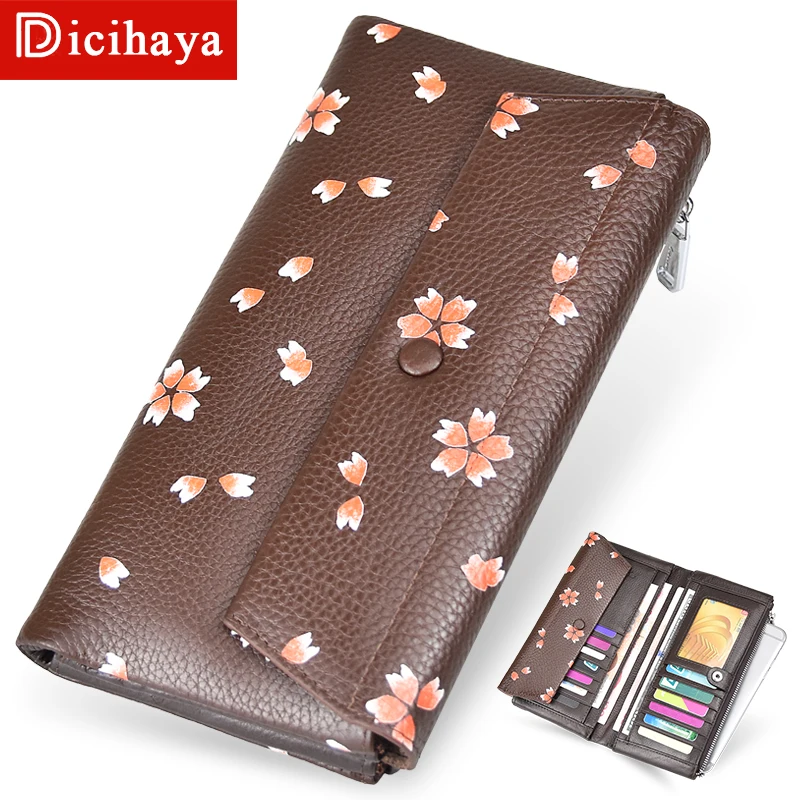 Женские кошельки и Длинный кошелек из натуральной кожи с принтом на застежке