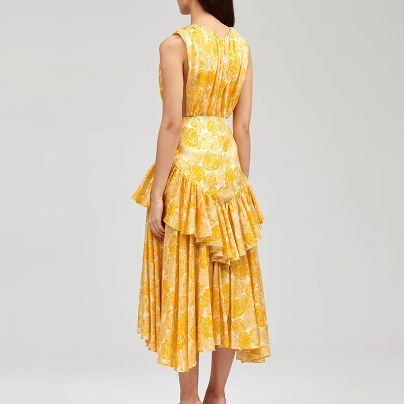 

Elegant Dress Top Quality Hollow Out Women Yellow Celebrity Party Dress Banquet Long Sexy Dresses