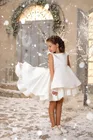 Женское бальное платье с цветочным принтом, пышные атласные платья принцессы с бантом для девочек, Длинные Детские платья для причастия
