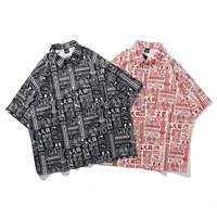 men shirt short sleeve 2021 new arrival summer loose male shirt thin student chinese character chinese style hot sale s30