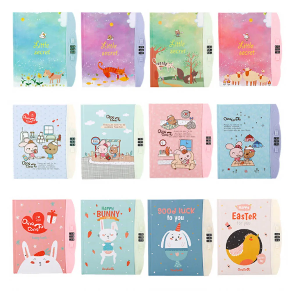 

Kawaii Children Creative Hard Copy Book Password Notebook Student Diary With Lock Notebook Office School Supplies Random Color