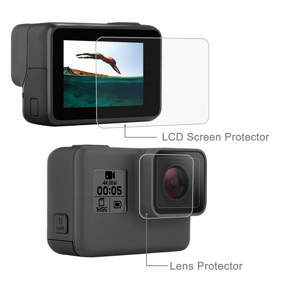 

Camera Lens Cap Black Tempered Glass Screen Protector + Ultra Clear Lens Protector for GoPro Hero 7 Camera Accessories
