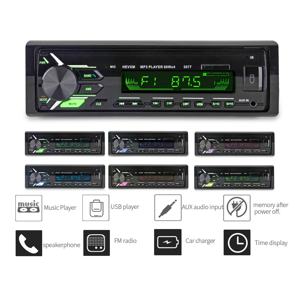 Автомагнитола 1din автомагнитола с Aux-входом Bluetooth стерео MP3 мультимедийный плеер