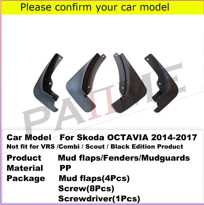 

4 Pcs Set Molded Mud Flaps Mudflaps Splash Guards Front Rear Mud Flap Mudguards Fender for skoda octavia 2014-2018 YC101089