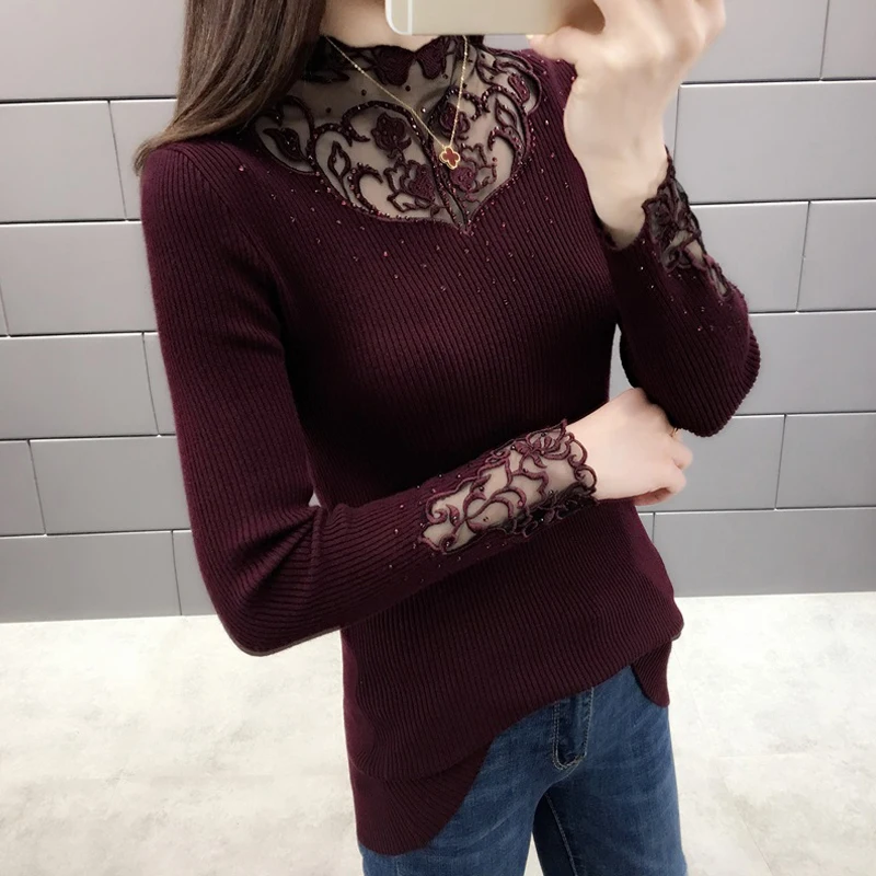 

Sweater pullovers Women basic loose cashmere sweater female turtleneck Black