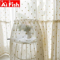 japanese golden shiny geometric dots cotton and linen bedroom window screens dream bottom lace opaque living room tulle drapes4