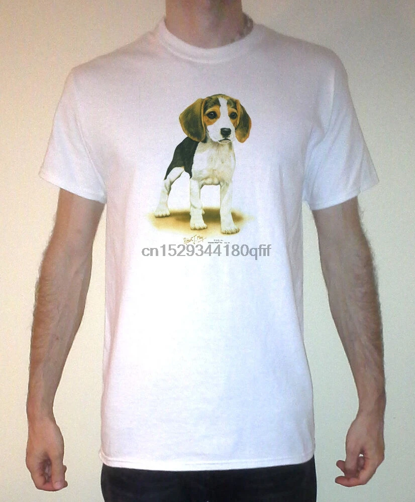 Футболка с коротким рукавом и рисунком щенка Beagle размеры S XL|Мужские футболки| |