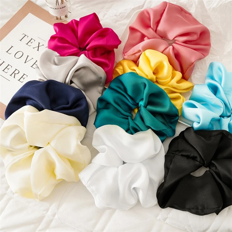 

Woman Hair Accessories Summer New Promotion Sale Colorful Hair Rope Elastic Girls Headwear Satin Scrunchies Hairstyle Hair Rings
