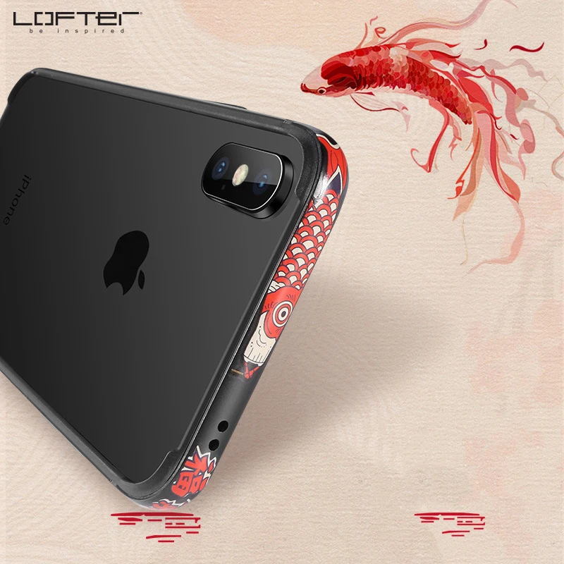 Металлический бампер для телефона в китайском стиле iPhone X XS чехлы MAX чехол Koi С