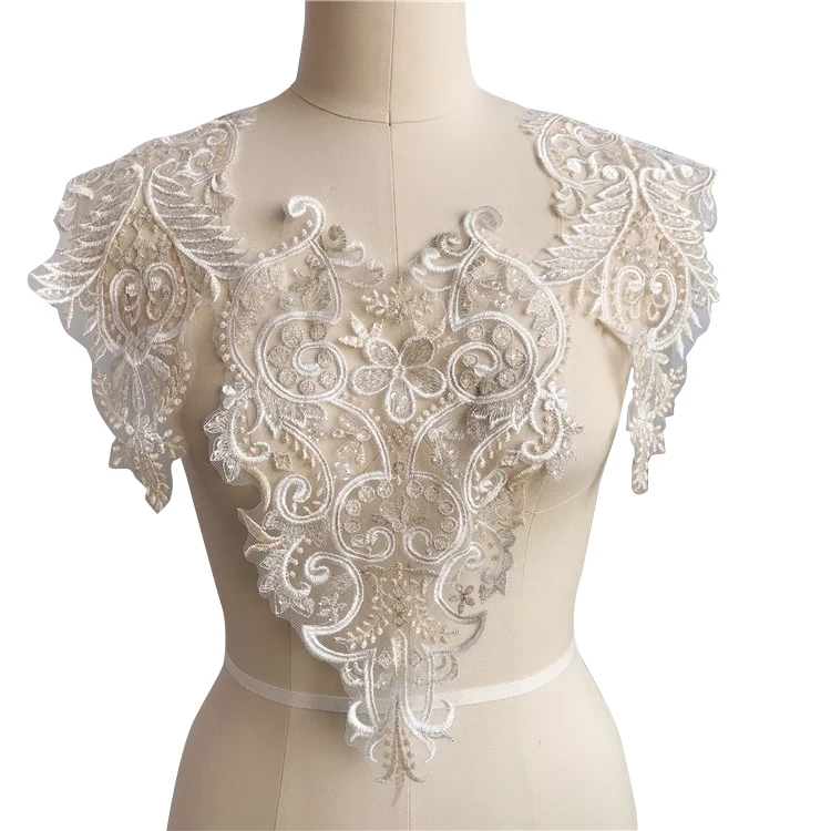 Кружевная ткань с цветочной вышивкой аппликация для свадебного платья Цветочная