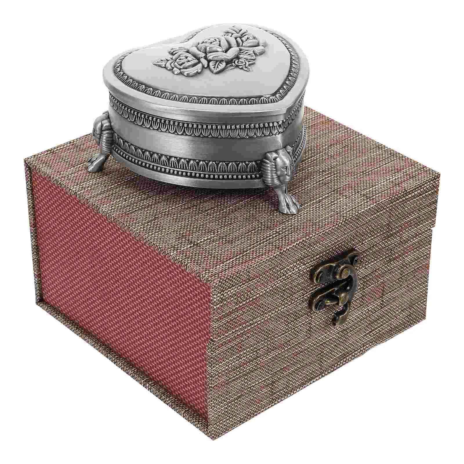 

Heart Shape Jewelry Box with Preserved Rose Valentine's Day Jewelry Gift Case