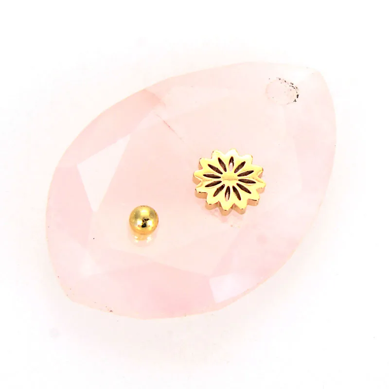 

Miasol 20*30MM Designer Faceted Natural Stone Pink Quartz Crystal Pendants With Stainless Steel Charms For Diy Jewelry Making