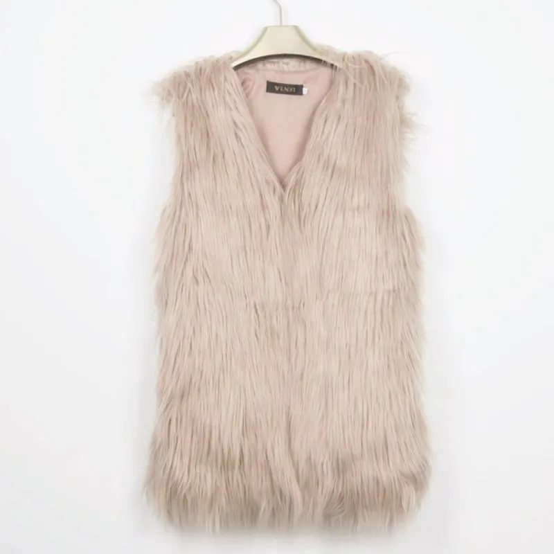 Для женщин коричневый цвет большие Размеры жилет из искусственного меха для