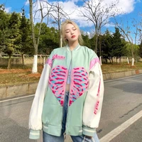 2022the new baseball womens bomber jacket vintage harajuku streetwear korean style zipper spring and autumn loosewomen jacket