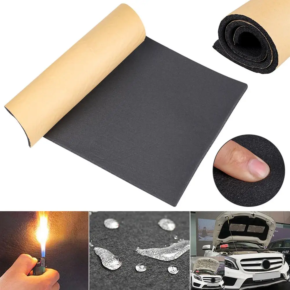 

30 X 50cm Car Sound Hot Deadener Mat Noise Proof Bonnet Insulation Deadening Engine Firewall Heat Foam Cotton Sticker