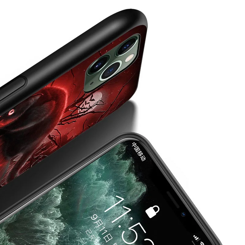 

Halloween Cute Cat For iPhone 12 11 XS Pro Max Mini XR X 8 7 6 6S Plus 5 SE 2020 Black Cover Phone Case