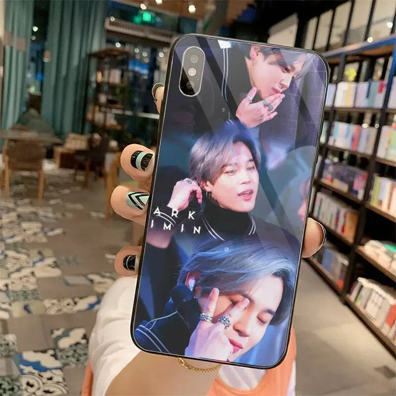 

kpop Park Jimin Jungkook pattern cute Phone Case Tempered glass For iphone 5C 6 6S 7 8 plus X XS XR 11 PRO MAX