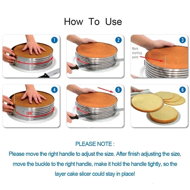 

Adjustable Layered Cake Slice Round Bread Cutter Stainless Steel Mousse Ring DIY Cake Mould Molds Cake Baking Tools