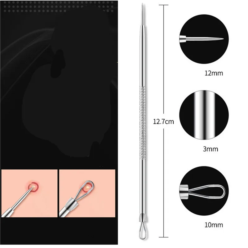

4Pcs/set Black Dot Pimple Blackhead Remover Tool Needles set For Squeezing Acne Tools Spoon for Face Cleaning Extractor