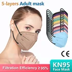 Маска для лица kn95, 5 слоев, черная маска для взрослых ffp2, защитная маска с фильтром в виде крышки для рта, маски morandi, одобрено fpp2