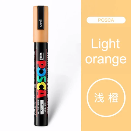 Light Orange 1Pcs Uni Posca PC-5M маркеры для рисования Средний наконечник 1,8 мм-2,5 мм 17 цветов для школы, офиса, художественные маркеры японские товары для рукоделия 1 шт - Цвет: Light Orange 1Pcs