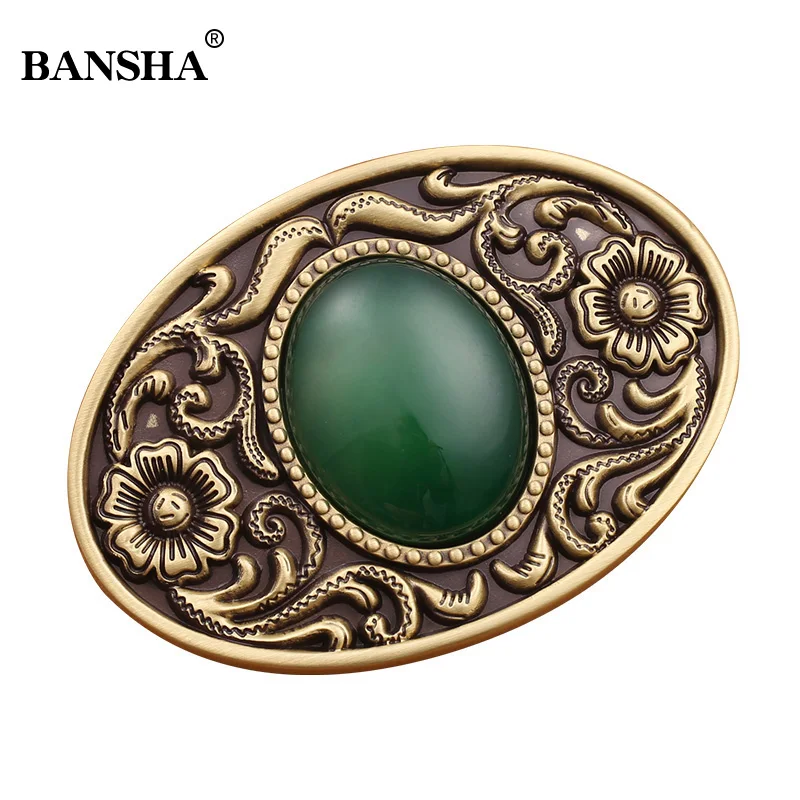 Дизайнерская пряжка для ремня из твердой латуни мужчин овальная резная Медная