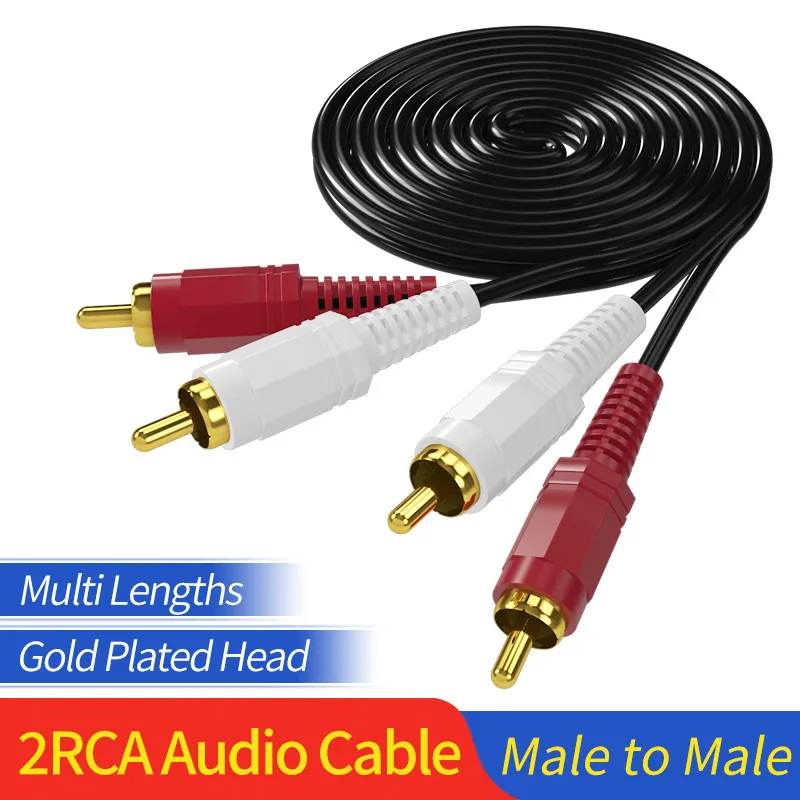 

2RCA Male to 2RCA Male Stereo Audio Cable Gold Plated Aux Cable Speaker Cord for Home Theater HDTV Gaming Consoles Soundbox