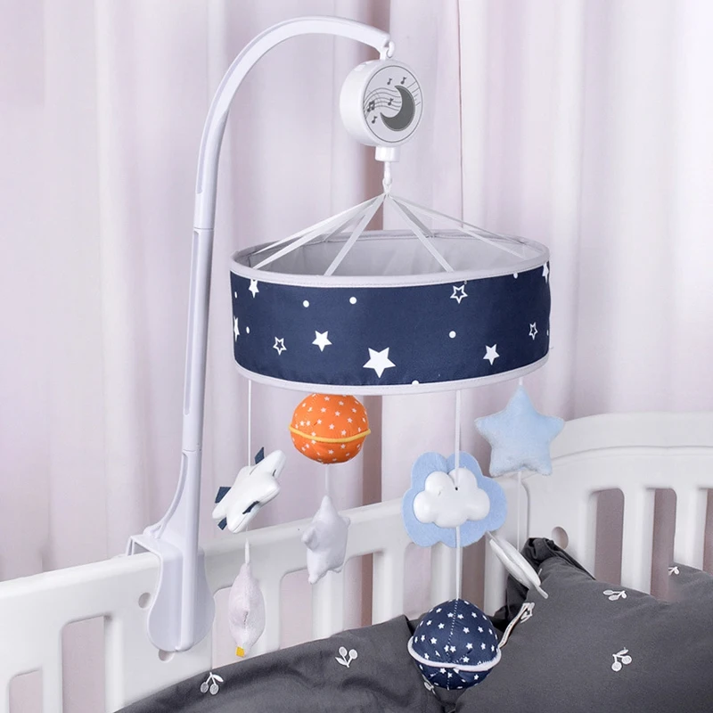 

Baby Musical Crib Mobile Space Theme Infant Bed Decoration Toy Hanging with Rotation, Nursery Bed Decor for Kids