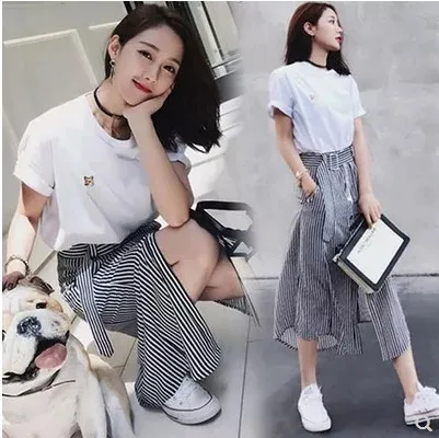 

Small pure and fresh and suit the dress skirt port of fashion taste chic little sweet wind two-piece T-shirt skirts made tempera