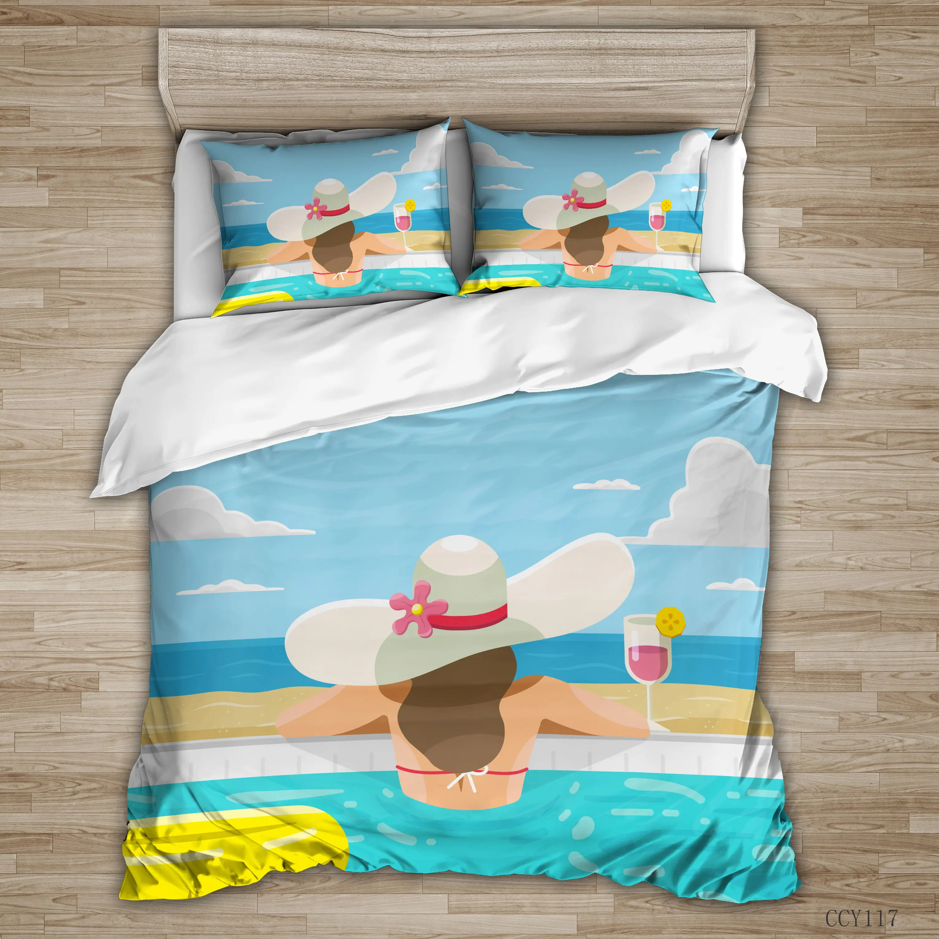 

Summer Time Seaside Scenery Bedding Set Duvet Cover Pillowcase Sunset Beach Printed Down Quilt Cover King Queen Size 2/3PCS