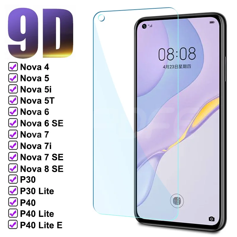9D Защитное стекло для Huawei P30 P40 Lite E Nova 8 7 6 SE 7i 5 5i 5T 4 4E 3 3i 3E закаленное защитное