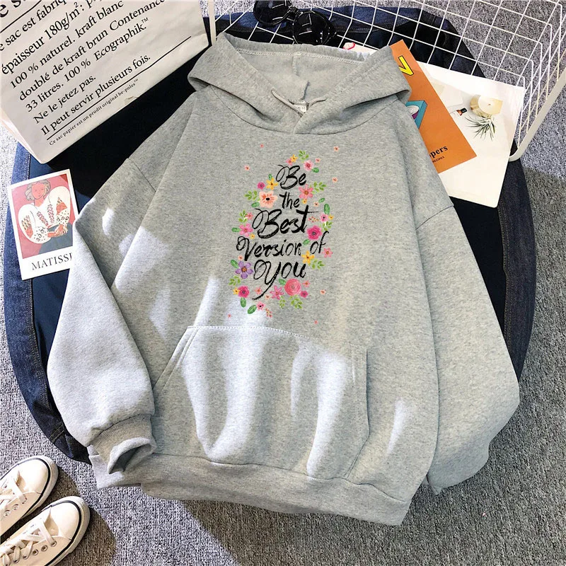 

Women Sweatshirt Letter Flower Print Vintage Ladies Hoodies Autumn Warm Pullovers woman 2021 New Casual hoody female Streetwear