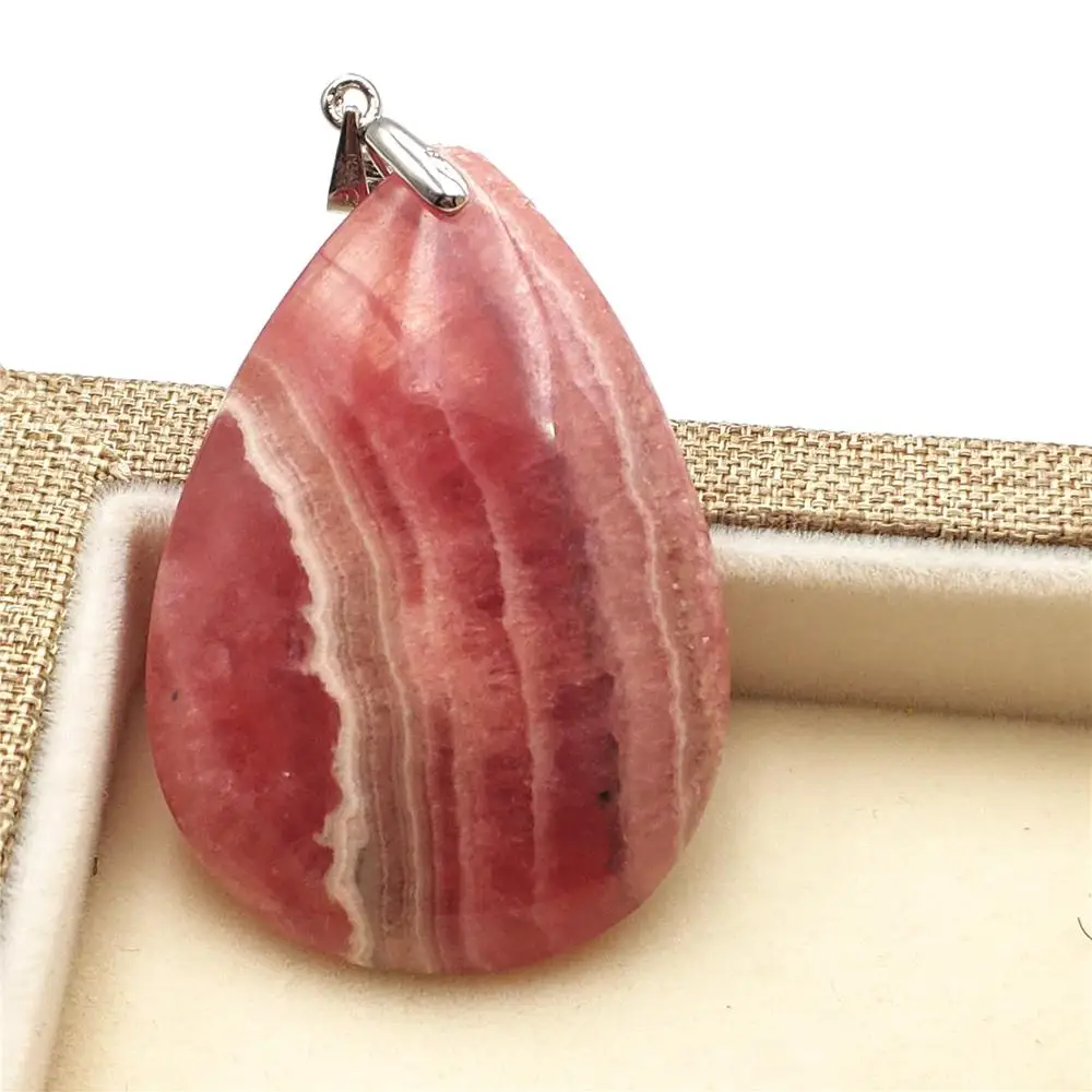 Высокое качество натуральный розовый красный родохрозит кулон 41x29x8 мм капли воды