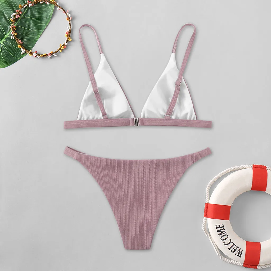 Женский купальный костюм KANCOOLD розовый с подкладкой монокини пуш-апом комплект