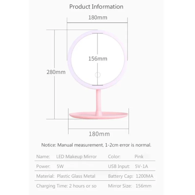 Косметическое зеркало с подсветкой Светодиодная Косметическая зеркальная лампа